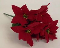 Artificial Velvet Large 7 Headed Poinsettia Bush - Red