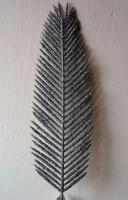 Artificial Glittered Leather Fern - 62.5cm, Silver