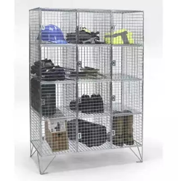 12 Compartment Wire Mesh Multi Lockers For Hot Desking