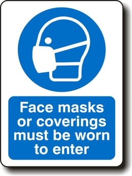 Face Masks Or Coverings Must Be Worn Sign