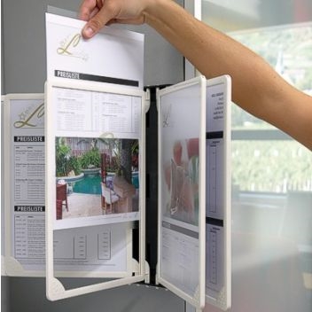 Wall Mounted Flip Display With Pivoting Literature Holders