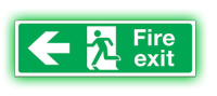 Fire Exit Sign - arrow left - photoluminescent sign