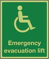 Physically impaired Emergency Evacuation Lift sign in photoluminescent