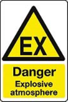 Danger Explosive atmosphere sign. To comply DSEAR regulations