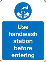 Use hand wash station before entering sign