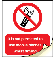It is not permitted to use mobile phones whilst driving labels 