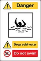 Danger Deep cold water Do not swim (with large picture) sign