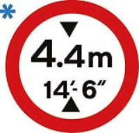 Vehicle height restriction. Fig 629.2A. 750mm Dia Class 2 reflective sign