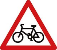 Cycle route ahead triangle. Fig 950. 600mm Class 2 reflective traffic sign