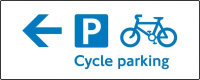 Cycle parking arrow left 500 X 200mm sign