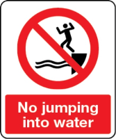 No jumping into water sign