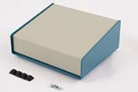 1456FE1WHBU (1456 Series Enclosures - Hammond) - Beige/Blue - 165mm x 140mm x 64/38mm - Aluminium - IP31