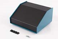 1456FE3BKBU (1456 Series Enclosures - Hammond) - Black/Blue - 165mm x 140mm x 76/28mm - Aluminium - IP31