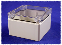 1554E2GYCL (1554 Series Enclosures - Hammond) - Grey/Clear - 89mm x 89mm x 61mm - Polycarbonate - IP68