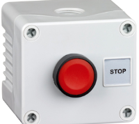 2DE.01.04AG (Single switch,grey cover, grey base, red flush push button - Hylec APL Electrical Components)