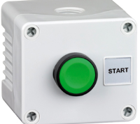 2DE.01.06AG (Single switch,grey cover, grey base, green flush push button - Hylec APL Electrical Components)