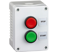 2DE.02.02AG (Two switch, grey cover, grey base, red and green start stop - Hylec APL Electrical Components)