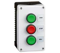 2DE.03.02AB (Three switch, grey cover, black base, green - red - green - Hylec APL Electrical Components)