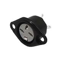 631-0300 (3 Pin Flanged Panel Socket Black Shell - Deltron Components)