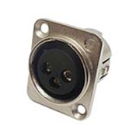716-0301 (3 Pin Female Universal Non-Latching Panel Mount Nickel Shell Panel Socket - Deltron Components)