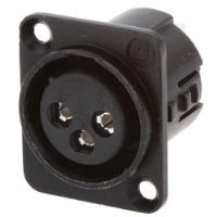 718-0301 (3 Pin Female Universal Non-Latching Panel Mount Black Shell Panel Socket - Deltron Components)
