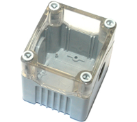 DE01D-A-TG-0 (Size 1, deep base ABS material transparent lid grey base with 0 holes - Hylec APL Electrical Components)