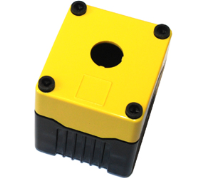 DE01D-P-YB-1 (Size 1, deep base polycarbonate material yellow lid black base with 1 hole - Hylec APL Electrical Components)