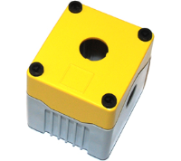 DE01D-P-YG-1 (Size 1, deep base polycarbonate material yellow lid grey base with 1 hole - Hylec APL Electrical Components)
