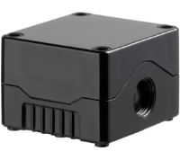 DE01S-A-BB-0 (Size 1, standard base ABS material black lid black base with 0 holes - Hylec APL Electrical Components)