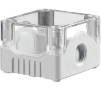DE01S-A-TG-0 (Size 1, standard base ABS material transparent lid grey base with 0 holes - Hylec APL Electrical Components)