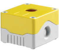 DE01S-A-YG-1 (Size 1, standard base ABS material yellow lid grey base with 1 hole - Hylec APL Electrical Components)
