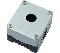 DE01S-P-GB-1 (Size 1, standard base polycarbonate material grey lid black base with 1 hole - Hylec APL Electrical Components)