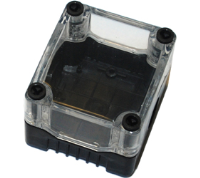 DE01S-P-TB-0 (Size 1, standard base polycarbonate material transparent lid black base with 0 holes - Hylec APL Electrical Components)