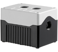 DE02D-A-GB-2 (Size 2, Deep base ABS material black base grey lid with 2 holes - Hylec APL Electrical Components)