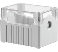 DE02D-A-TG-0 (Size 2, deep base ABS material transparent lid grey base with 0 holes - Hylec APL Electrical Components)