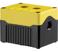 DE02D-A-YB-2 (Size 2, deep base ABS material yellow lid black base with 2 holes - Hylec APL Electrical Components)