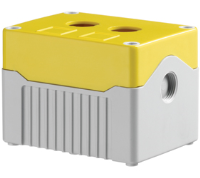 DE02D-A-YG-2 (Size 2, Deep base ABS material yellow base grey lid with 2 holes - Hylec APL Electrical Components)