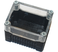DE02D-P-TB-0 (Size 2, deep base polycarbonate material transparent lid black base with 0 holes - Hylec APL Electrical Components)