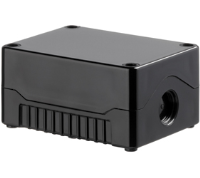 DE02S-A-BB-0 (Size 2, standard base ABS material black lid black base with 0 holes - Hylec APL Electrical Components)