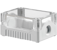 DE02S-A-TG-0 (Size 2, standard base ABS material transparent lid grey base with 0 holes - Hylec APL Electrical Components)