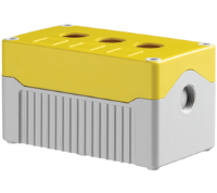 DE03D-A-YG-3 (Size 3, deep base ABS material yellow lid grey base with 3 holes - Hylec APL Electrical Components)