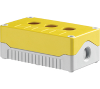 DE03S-A-YG-3 (Size 3, standard base ABS material yellow lid grey base with 3 holes - Hylec APL Electrical Components)