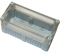 DE04D-P-TG-0 (Size 4, deep base polycarbonate material transparent lid grey base with 0 holes - Hylec APL Electrical Components)