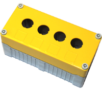 DE04D-P-YG-4 (Size 4, deep base polycarbonate material yellow lid grey base with 4 holes - Hylec APL Electrical Components)