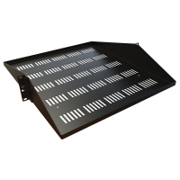 DNDMV19BK1 (DNDM Series Two Post Centered Shelf - Hammond Manufacturing) - 2U 19.5in Depth Vented Centered Rack Shelf - Black - 200 lbs rated