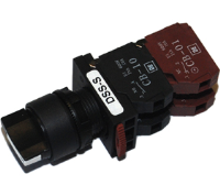 DSS22-S022B (Normal shaft 3 position spring return selector 2a 2b black cap - Hylec APL Electrical Components)