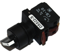 DSS22-S111B (Normal shaft 2 position spring return selector 1a 1b black cap - Hylec APL Electrical Components)