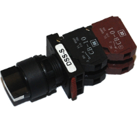 DSS22-S322B (Normal shaft 3 position selector 2a 2b black cap - Hylec APL Electrical Components)