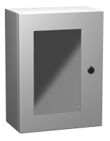 EN4SD16128WLG (Eclipse Series Type 4 Mild Steel Wallmount Enclosure with Window - Hammond Manufacturing) - RAL 7035 Light Grey - 406mm x 305mm x 203mm