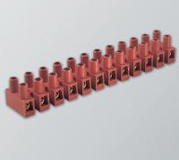 HY431/1 FV (1 pole red-brown polyamide PA6.6, with 25% glass fibre reinforced pillar terminal block 8mm pitch 24a 450v - Hylec APL Electrical Components)